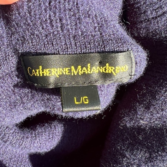 Wool Cowl Neck Catherine Malandrino Turtle Neck Sweater Navy Blue Color - Picture 5 of 8